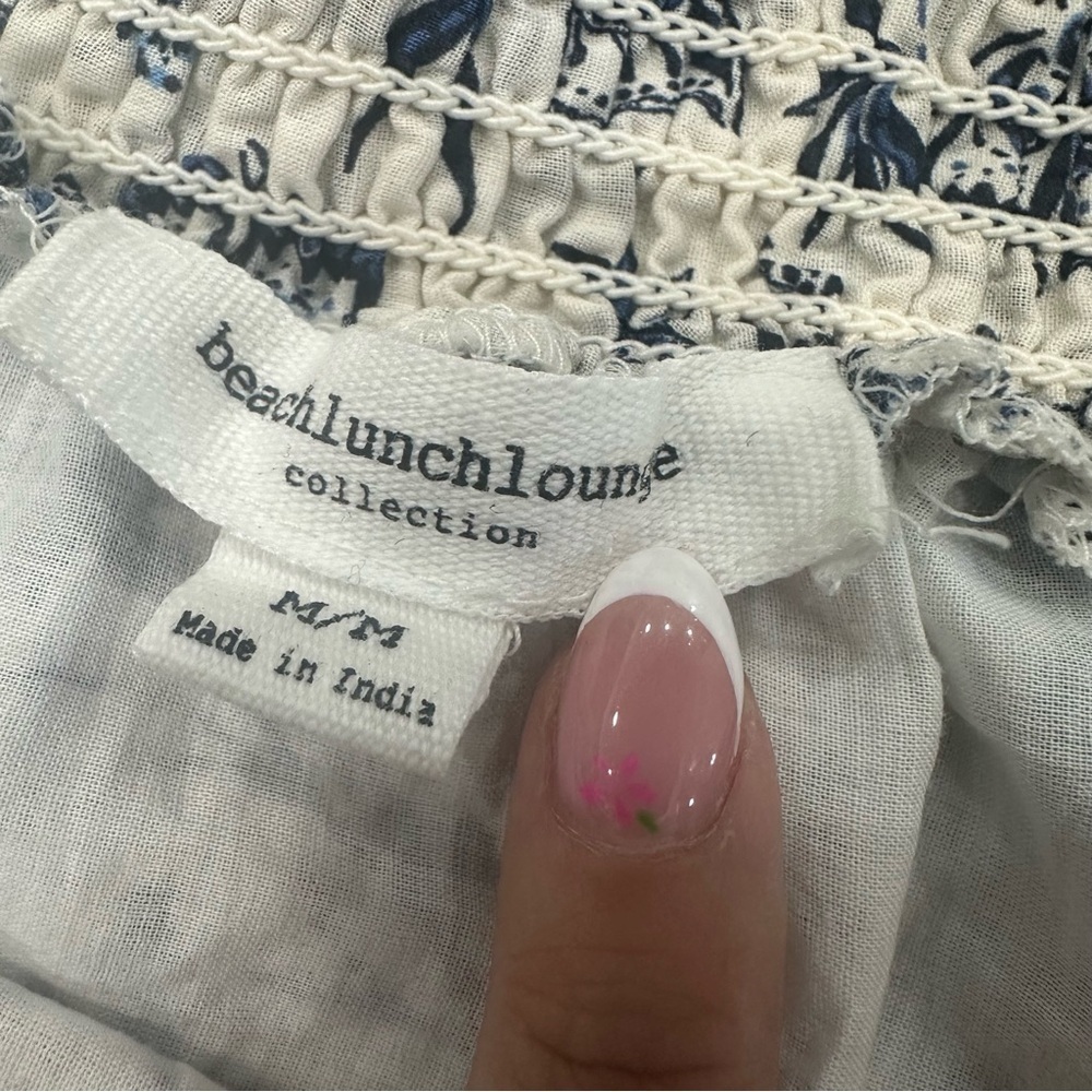 BeachLunchLounge M Floral Blue and White Mini Skirt - Picture 2 of 4